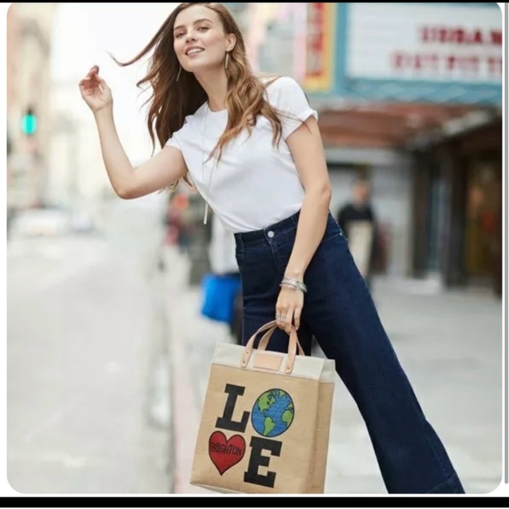 Brighton Love The Earth Jute Burlap Shopper Tote